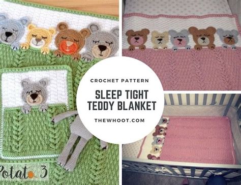 Sleep Tight Teddy Bear Blanket Pattern Crochet Pattern Bear Blanket