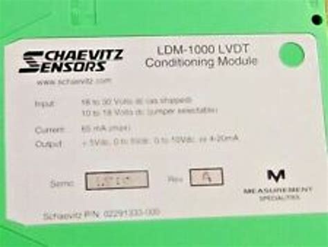 Schaevitz Sensors Ldm-1000 Lvdt 02291333-000 Ing Module - Seagulls ...