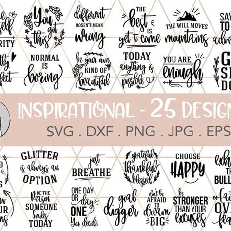 Motivational Quotes Svg Cut File Bundle Inspirational Quote Etsy