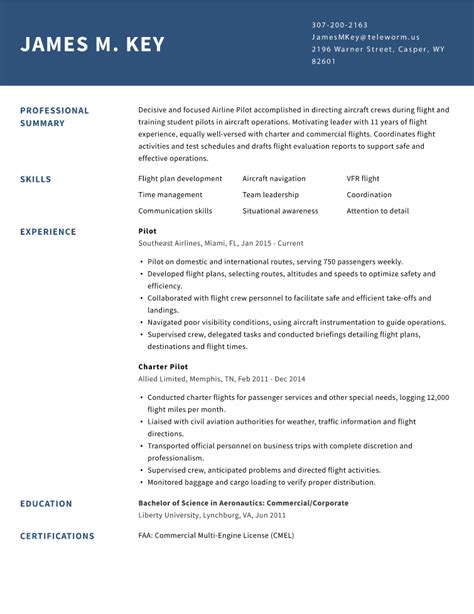 Best Pilot Resume Examples For 2024 Resumenerd