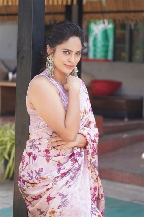 Nandita Swetha Dons A Pink Floral Saree For Akshara Movie Interview