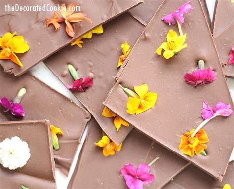 Beautiful edible flower chocolate bark for Spring, Easter or Mother's Day