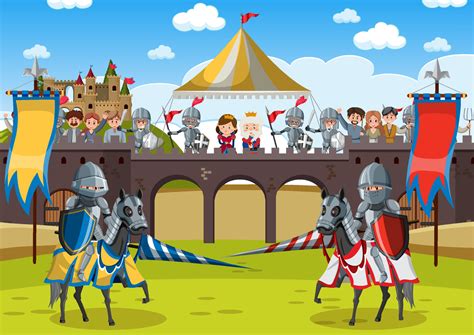 Medieval scene with armour warriors in battle 5597491 Vector Art at ...