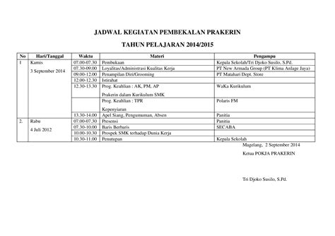 DOC Jadwal Kegiatan Pembekalan Prakerin DOKUMEN TIPS