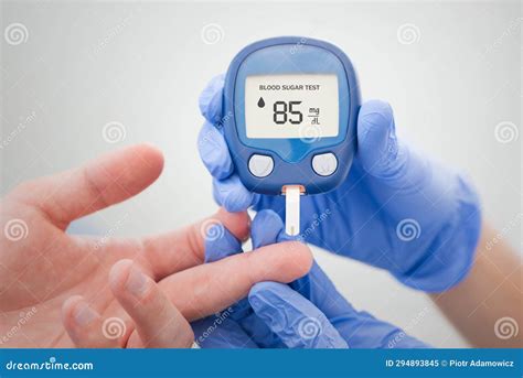 Diabetes Doing Sugar Blood Test Stock Image - Image of glucometer ...