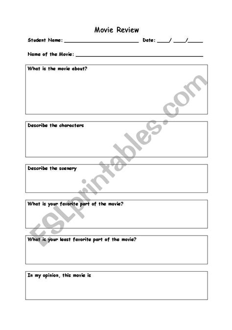 Movie Review Worksheet