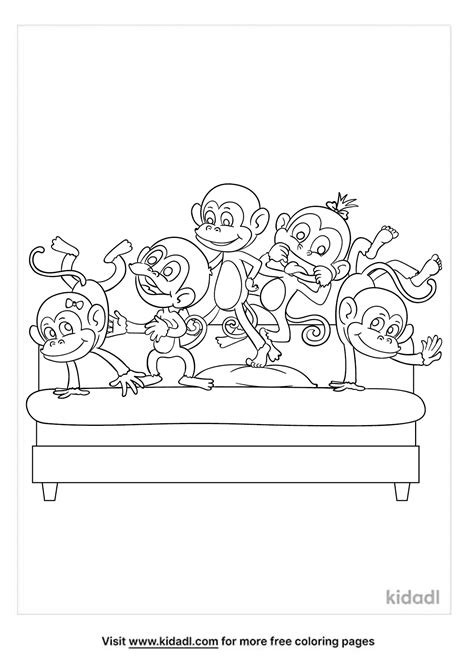 Free 5 Little Monkeys Coloring Page | Coloring Page Printables | Kidadl