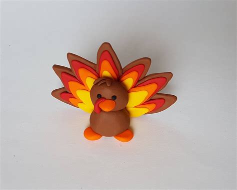 Handcrafted Turkey Figurine Thanksgiving Decor Polymer Clay Fall Decor