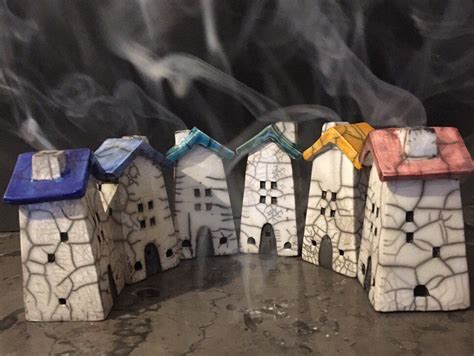 Raku Ceramic House Cone Incense Burners By Nathalie Hamill Etsy