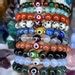 Evil Eye Crystal Bracelets Meditation Bracelets Stackable Stretchy