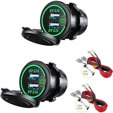 Thlevel 2PCS Toma USB Coche 12V 24V 4 2A Cargador Rápido de Coche