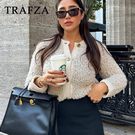 Trafza Autumn Winter Women Casual Knitted Solid Sweaters Fashion