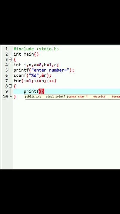 How To Print The Fibonacci Series In C Program Shorts Coding