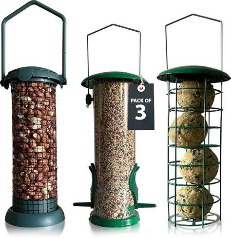 Hanging Bird Feeders For Small Birds Pack Of 3,Metal Outdoor Bird Feeder,Decorative Environment ...