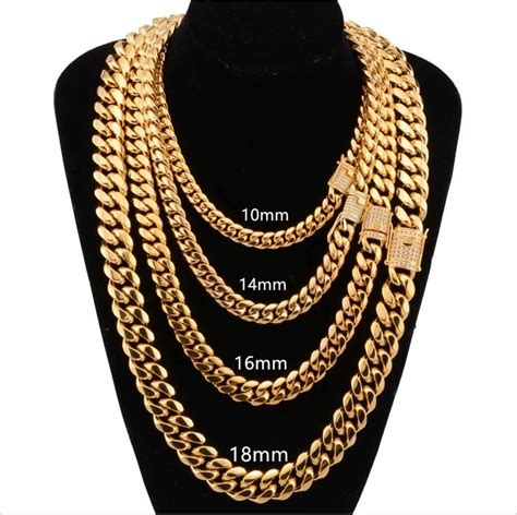 Collier chaîne Hip hop en acier inoxydable pour hommes 8 18mm de