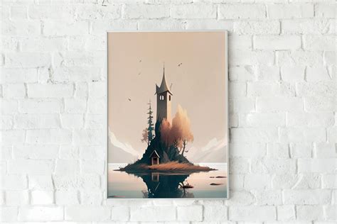 Castle Wall Decor Living Room Poster Minimalist Castle Art Painted