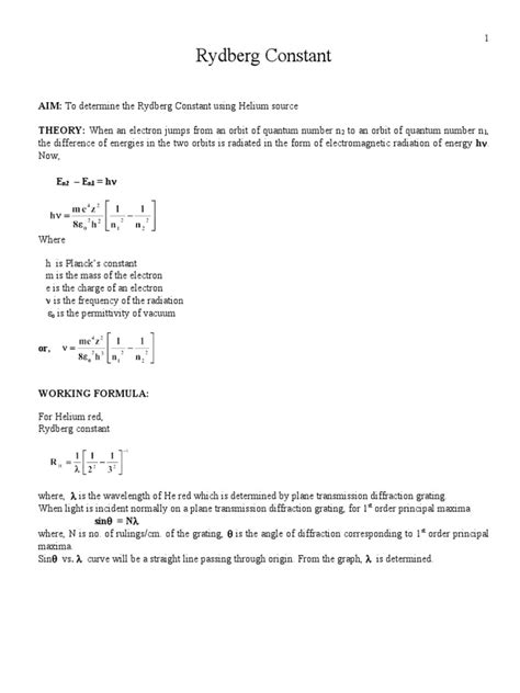 Determining The Rydberg Constant Using Spectroscopy Of Helium And