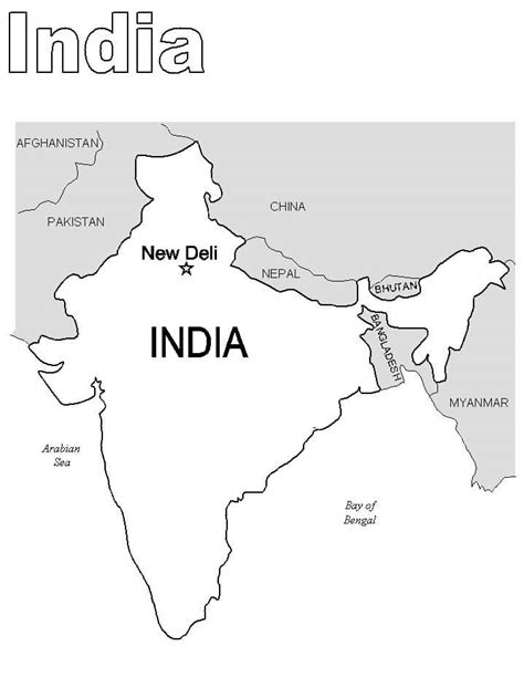 Mapa De La India Para Colorear Imprimir E Dibujar ColoringOnly