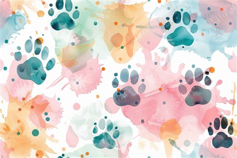 Colorful Watercolor Paw Prints Pattern Graphic By Sun Sublimation