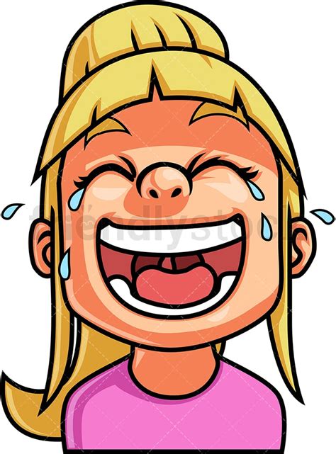 Little Girl Laughing Out Loud Face Cartoon Vector Clipart - FriendlyStock