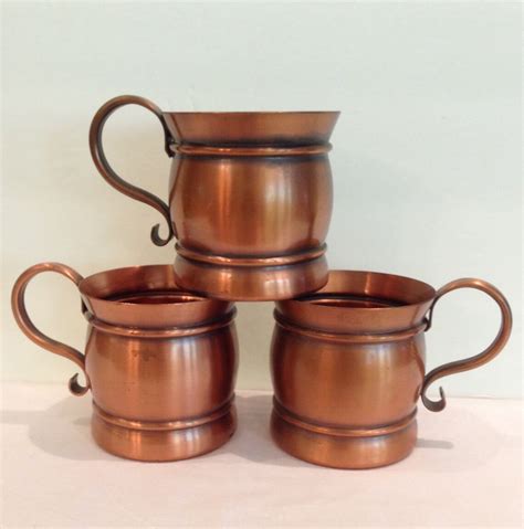 Gregorian Moscow Mule Solid Copper Cups Mugs Vintage Barrel Etsy