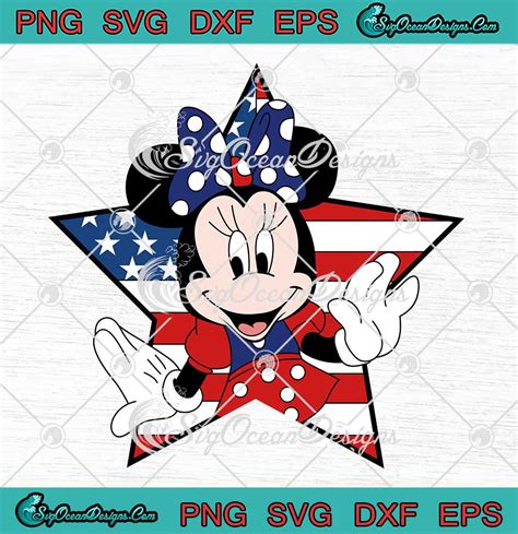 Minnie Mouse Disney Merica Star SVG 4th Of July Independence Day SVG