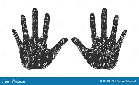 Divination By Lines On A Hand Palm Reading Or Palmistry Vector