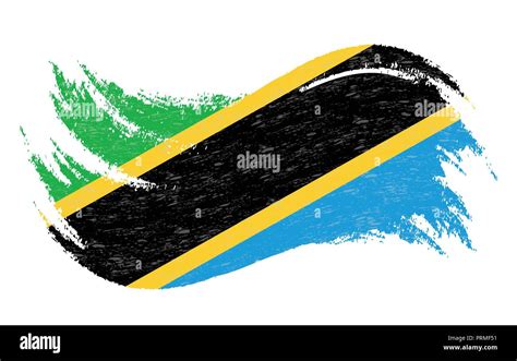 National Flag Of Tanzania Designed Using Brush Strokesisolated On A