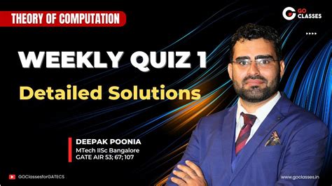 Weekly Quiz Solutions Part Finite Automata Theory Of