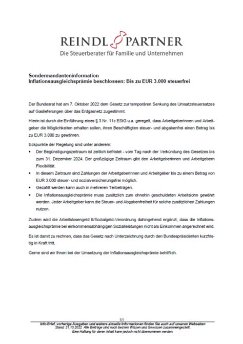 Inflationsausgleichspr Mie Reindl Partner