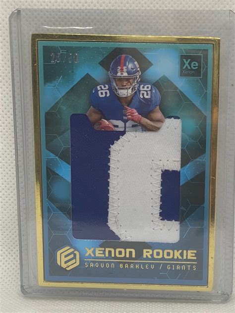 Saquon Barkley Panini Elements Xenon Rookie Gold Frame Jumbo Patch