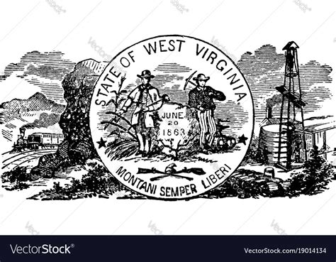 Official us state seal of west virginia Royalty Free Vector