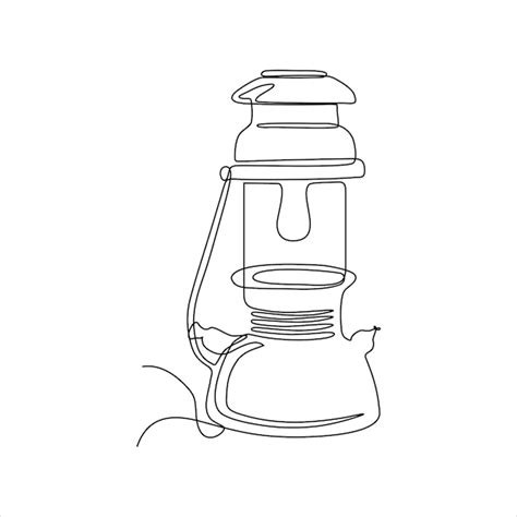 Dessin Au Trait Continu D Une Ancienne Lampe Huile Vecteur Premium