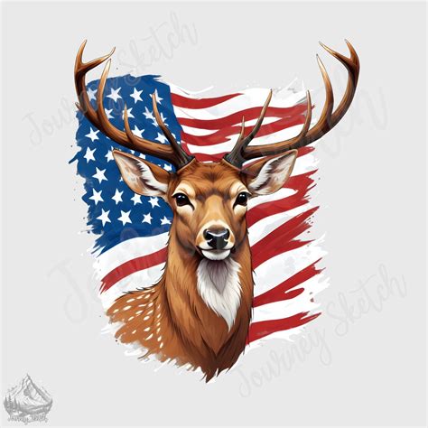 Deer American Flag Deer Head PNG Sublimation Design Transparent