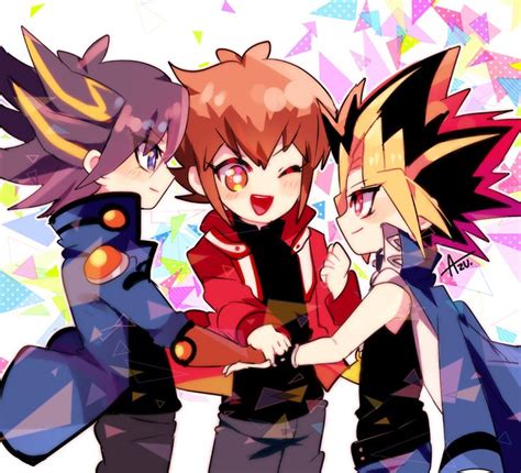 Yusei Jaden And Yugi’s Happy Expressions And Attitude Aww So Cute And Awesome Imagenes De