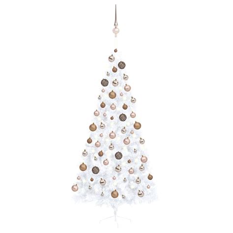 Demi Arbre De No L Artificiel Pr Clair Et Boules Blanc Cm Leroy