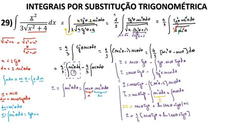 Integrais Indefinidas Exercícios 29 Substituição Trigonométrica 04