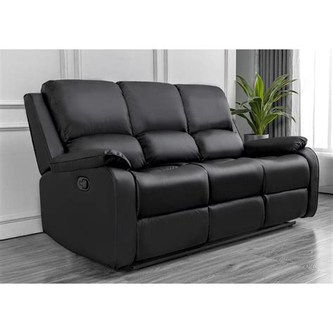 Black Leather Recliner Sofa And Chair | Baci Living Room