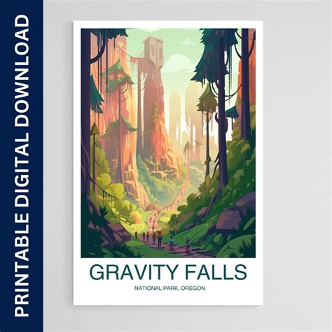 Gravity Falls National Park Poster, National Park Print, Vintage Poster ...