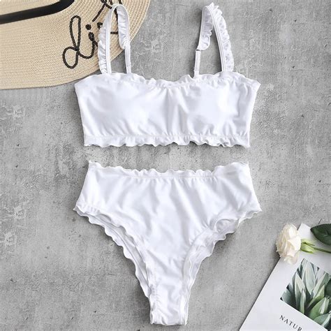 ZAFUL Sexy Lady Bikini 2019 Lettuce Frilled Bikini Set Straps Swimwear