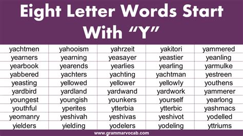 Six Letter Words Starting With Y GrammarVocab