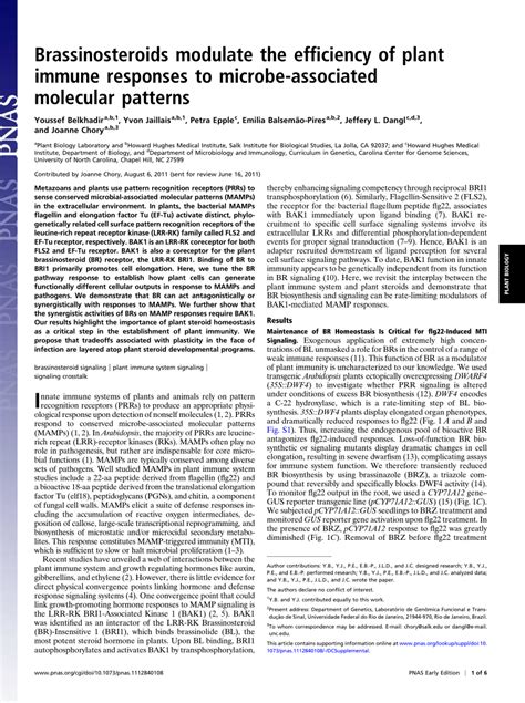 PDF Brassinosteroids Modulate The Efficiency Of Plant Immune