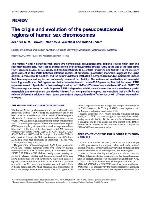 Pdf The Origin And Evolution Of The Pseudoautosomal Regions Of Human Sex Chromosomes