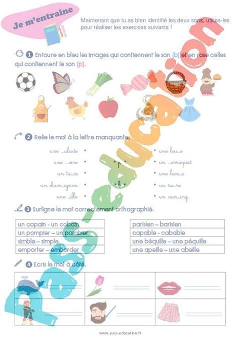 Confusion Entre Les Sons B Et P CP CE1 Exercices De