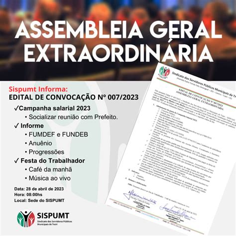 Edital De ConvocaÇÃo Nº 0072023 Assembleia Geral ExtraordinÁria