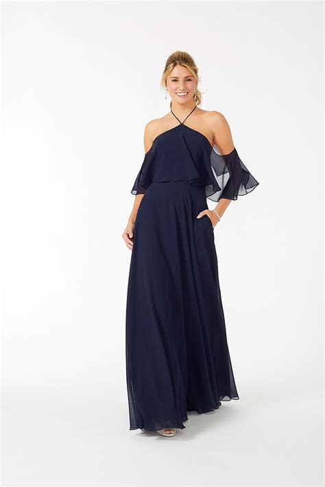 French Novelty Morilee Cold Shoulder Flutter Sleeve Bridesmaid Gown