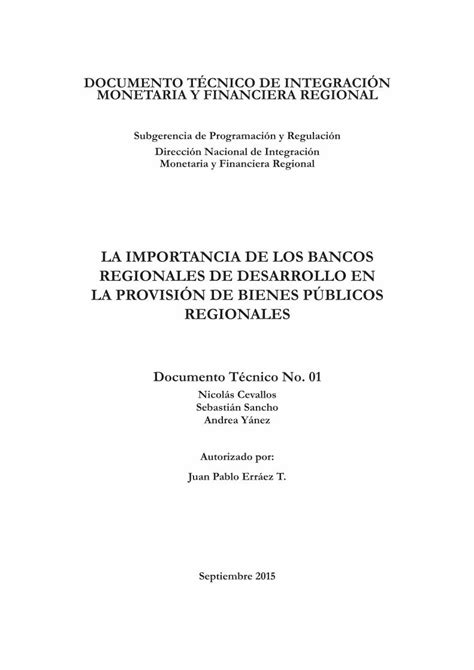 PDF LA IMPORTANCIA DE LOS BANCOS REGIONALES DE Los Bienes