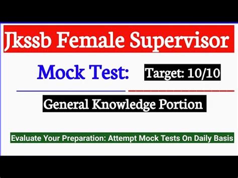 Jkssb Female Supervisor Mock Test Supervisor Mock Test Youtube