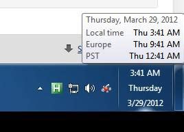 Show Multiple Clocks On Windows 7 Taskbar