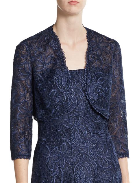 Kay Unger Lace Cropped Bolero Jacket In Blue Lyst